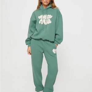 PRINCESS POLLY HOODED SWEATSHIRT BUBBLE TEXT AND TRACK PANTS SET